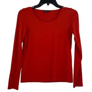 Eileen Fisher orange red creamy stretchy career wear blouse women's size PP